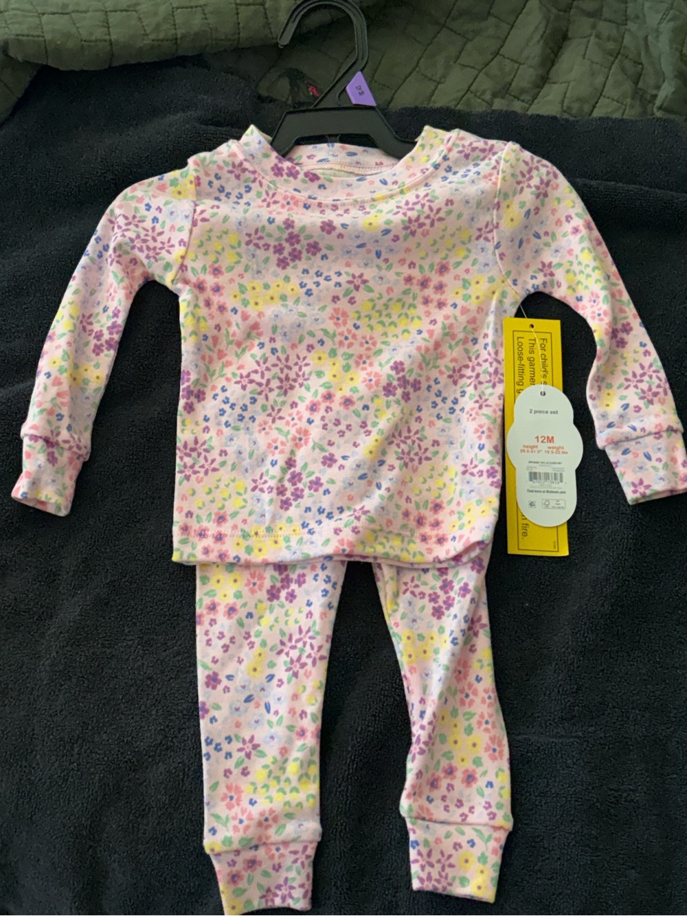 100% Cotton 12M Baby 2 Piece Long Sleeve Pajamas